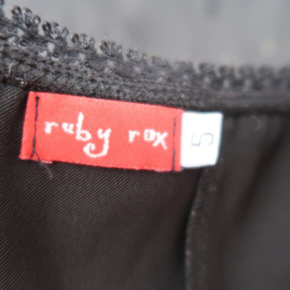 Vintage Y2K Ruby Rox Black Satin Gold Glitter Strapless Midi Party Dress 5 - Picture 5 of 6